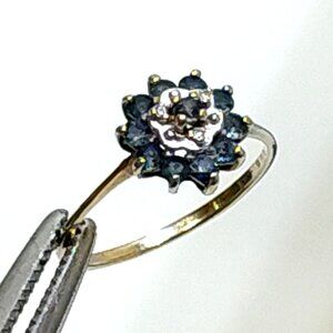 10K Gold Ring Blue Sapphires Diamond Stone Size 6 Jeweler's Stamp 166 65 In Band
